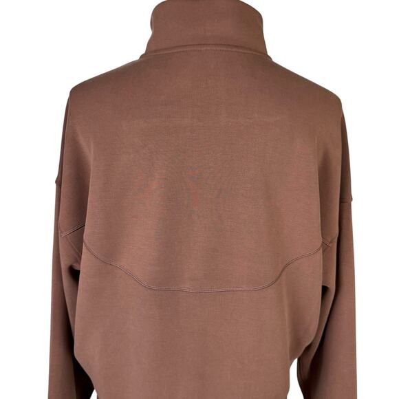 CRZ YOGA M/L SoftAura Brown Half Zip Funnel Neck Pocket Pullover Sweatshirt Top - Picture 8 of 12